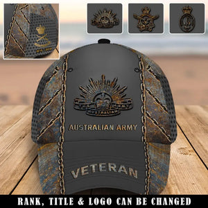 Personalized Australian Army Logo Rank Gold Custom Served Time Cap 3D Printed AHVQ241054