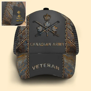 Personalized Canadian Army Logo Rank Gold Custom Served Time Cap 3D Printed AHVQ241054