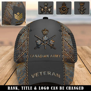 Personalized Canadian Army Logo Rank Gold Custom Served Time Cap 3D Printed AHVQ241054