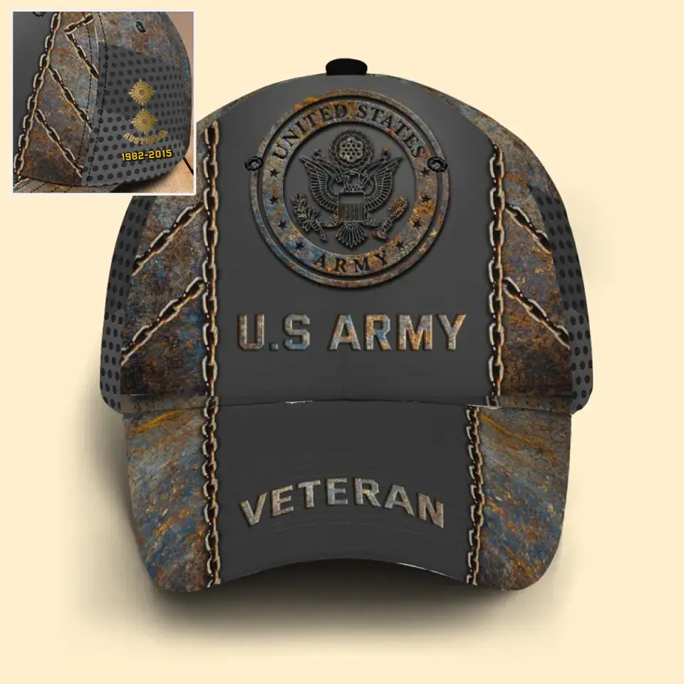 Personalized US Army Logo Rank Gold Custom Served Time Cap 3D Printed AHVQ241054