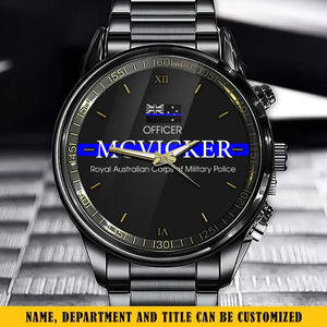 Personalized Australian Police Flag Blue Line Custom Name & Department Watch Printed QTKH241052