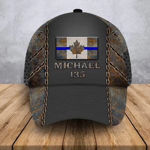 Personalized Canadian Police Flag Custom Name & ID Cap 3D Printed QTHN241035