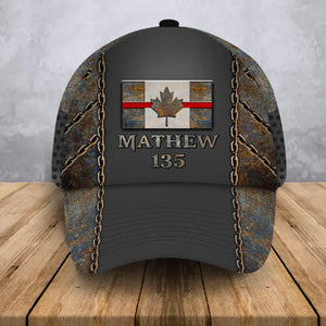 Personalized Canadian Firefighter Flag Custom Name & ID Cap 3D Printed QTHN241035