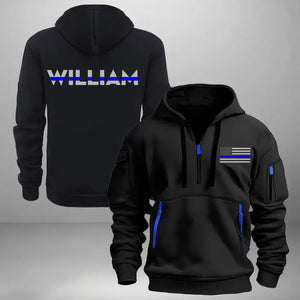 Personalized US Police Flag Custom Name Quarter Zip Hoodie 2D Printed KVH241057