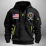 Personalized US Army Veteran Custom Name & Time US Flag Quarter Zip Hoodie 2D Printed AHVA241051
