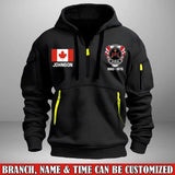 Personalized Canadian Army Veteran Custom Name & Time US Flag Quarter Zip Hoodie 2D Printed AHVA241051