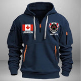 Personalized Canadian Army Veteran Custom Name & Time US Flag Quarter Zip Hoodie 2D Printed AHVA241051