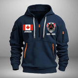 Personalized Canadian Army Veteran Custom Name & Time US Flag Quarter Zip Hoodie 2D Printed AHVA241051