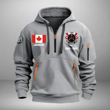 Personalized Canadian Army Veteran Custom Name & Time US Flag Quarter Zip Hoodie 2D Printed AHVA241051