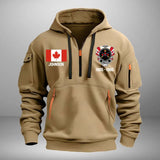 Personalized Canadian Army Veteran Custom Name & Time US Flag Quarter Zip Hoodie 2D Printed AHVA241051