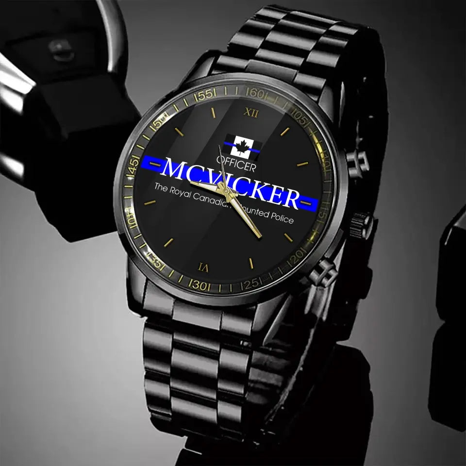 Personalized Canadian Police Flag Blue Line Custom Name & Department Watch Printed QTKH241052