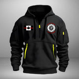 Personalized Canadian Firefighter Flag Custom Name & Department Quarter Zip Hoodie 2D Printed AHHN241062