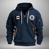 Personalized Canadian Firefighter Flag Custom Name & Department Quarter Zip Hoodie 2D Printed AHHN241062