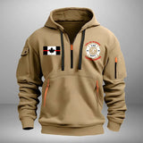 Personalized Canadian Firefighter Flag Custom Name & Department Quarter Zip Hoodie 2D Printed AHHN241062