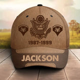 Personalized US Military Logo Rank Camo & Custom Service Time Brown Cap 3D Printed KVH241072