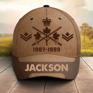 Personalized Canadian Military Logo Rank Camo & Custom Service Time Brown Cap 3D Printed KVH241072