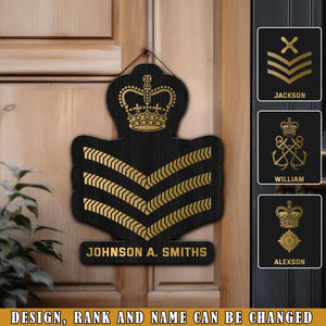 Personalized UK Veteran Rank Gold Custom Name Wood Sign Printed AHVQ241090