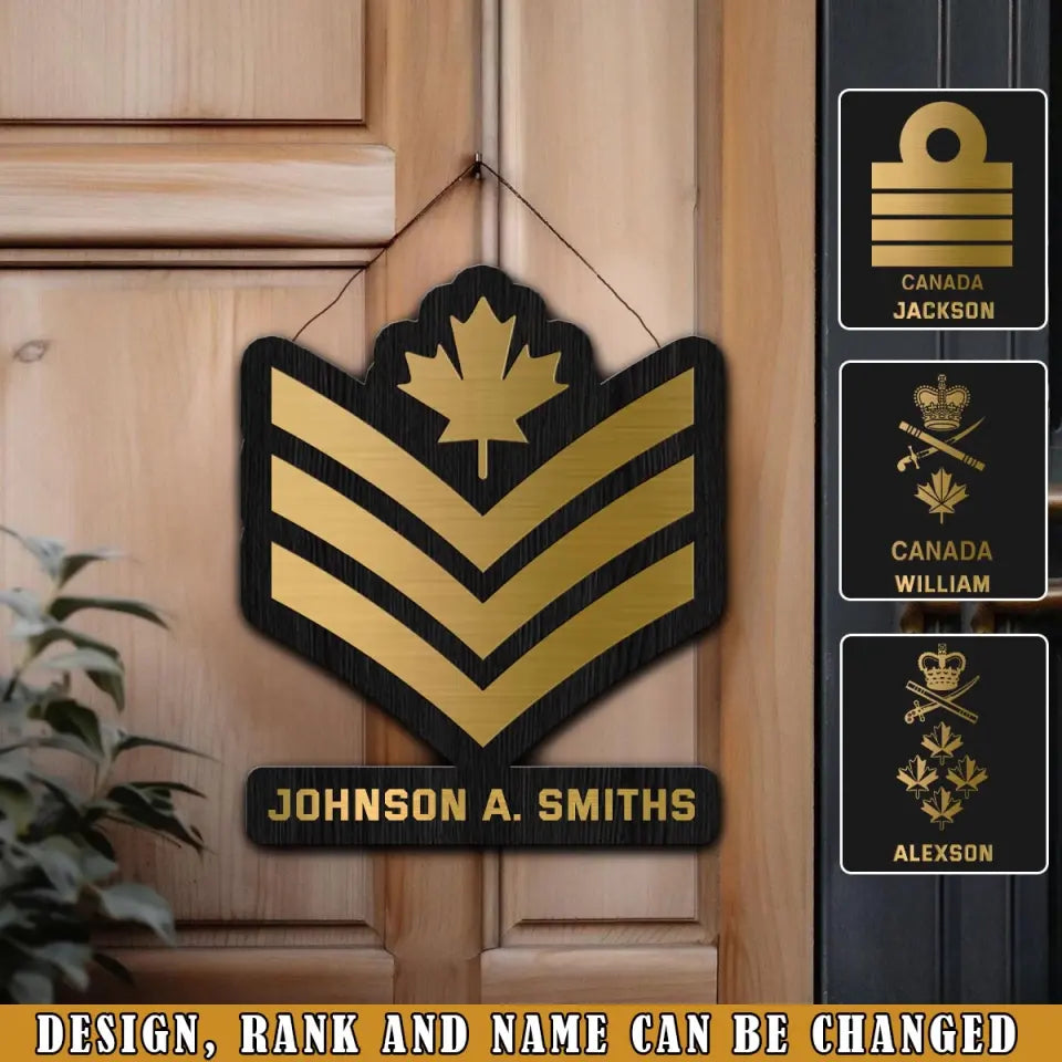 Personalized Canadian Veteran Rank Gold Custom Name Wood Sign Printed AHVQ241090