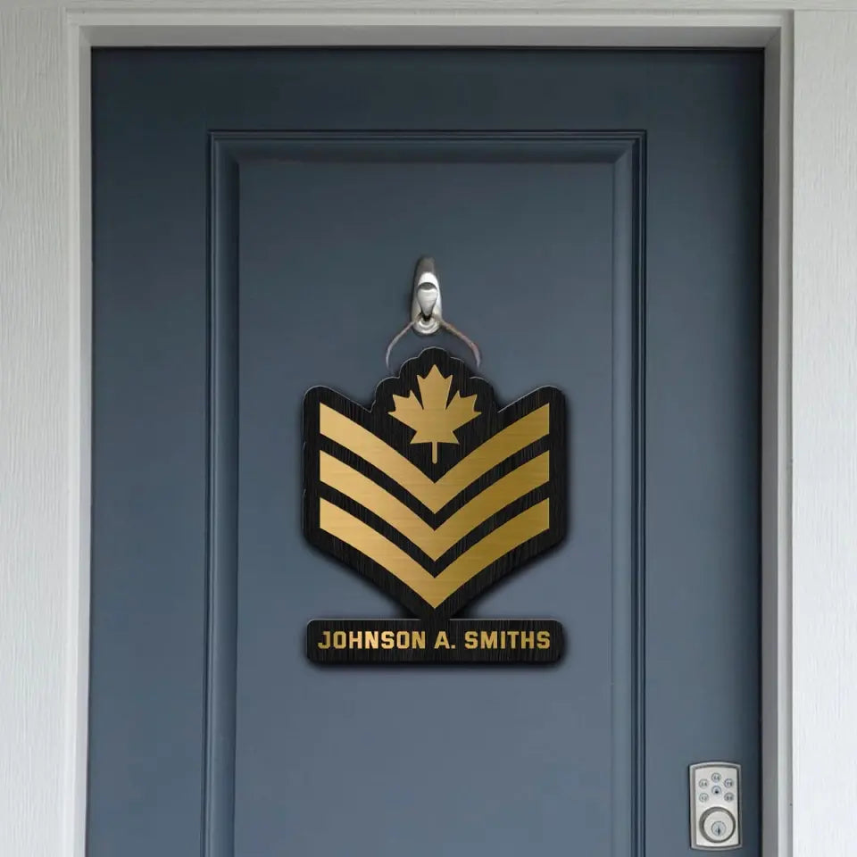 Personalized Canadian Veteran Rank Gold Custom Name Wood Sign Printed AHVQ241090