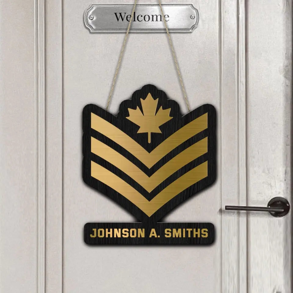 Personalized Canadian Veteran Rank Gold Custom Name Wood Sign Printed AHVQ241090