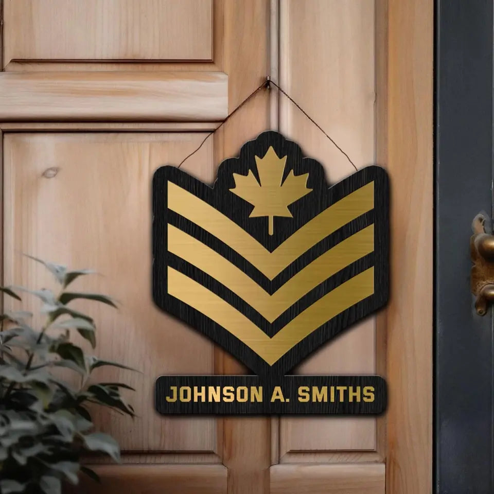 Personalized Canadian Veteran Rank Gold Custom Name Wood Sign Printed AHVQ241090