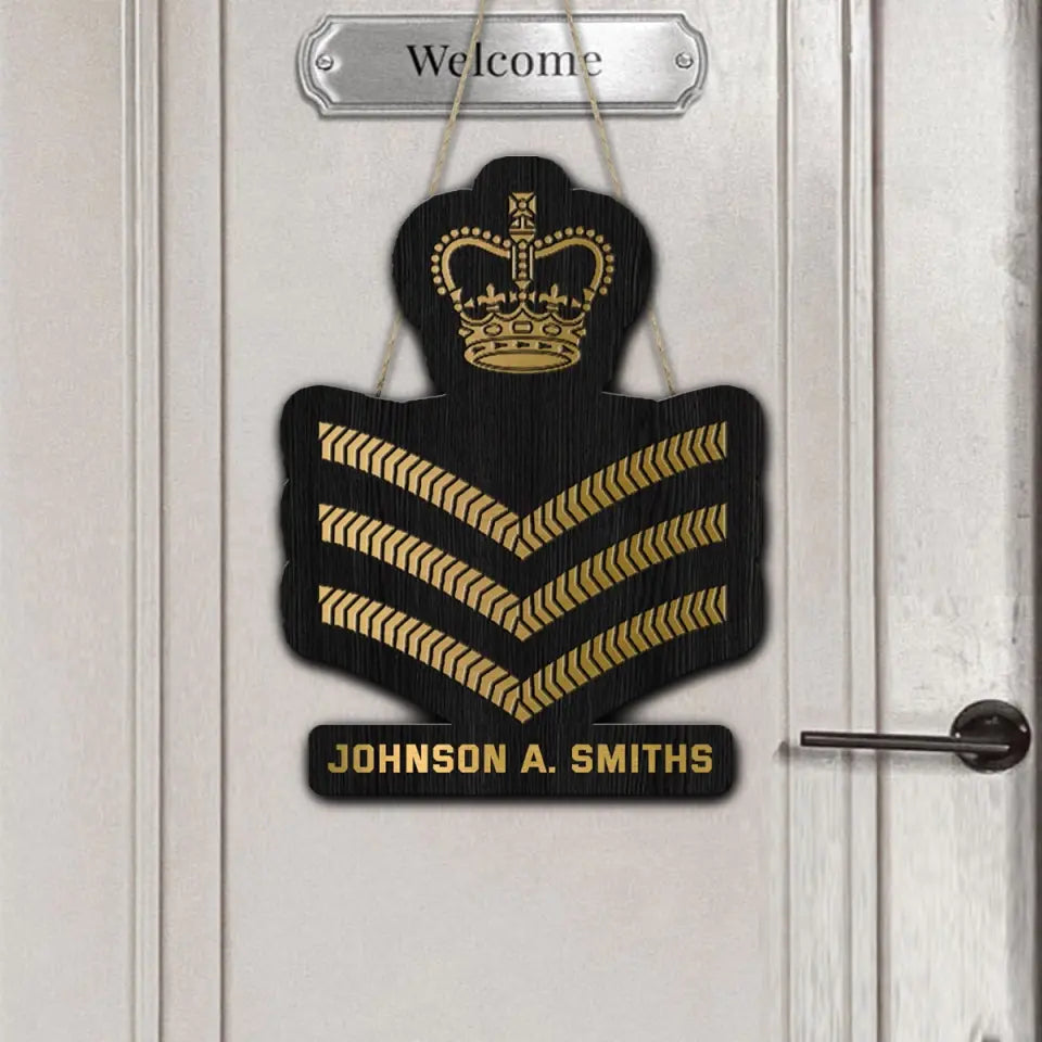 Personalized UK Veteran Rank Gold Custom Name Wood Sign Printed AHVQ241090