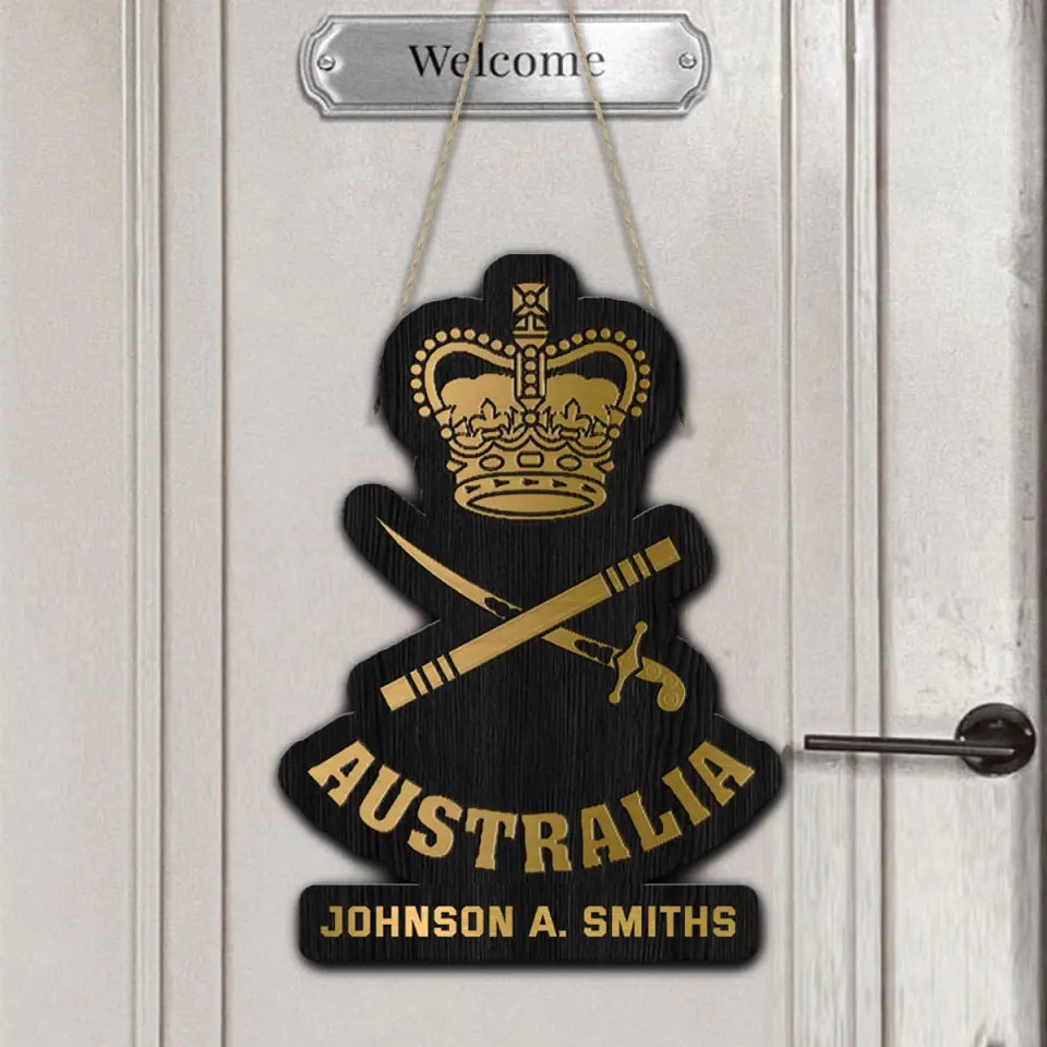 Personalized Australian Veteran Rank Gold Custom Name Wood Sign Printed AHVQ241090
