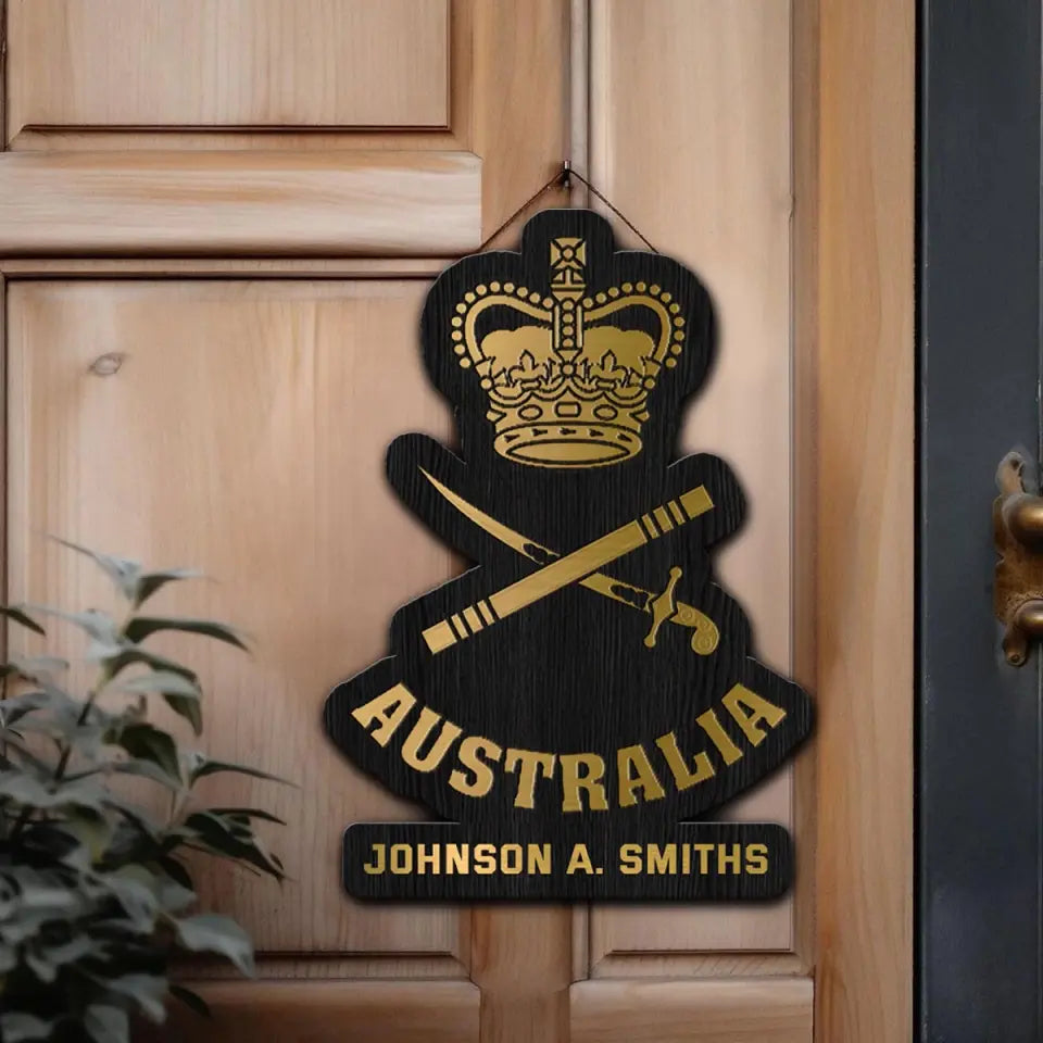 Personalized Australian Veteran Rank Gold Custom Name Wood Sign Printed AHVQ241090