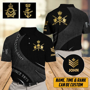 Personalized Canadian Army Veteran Rank Gold Custom Name Polo Shirt Printed AHVA241092