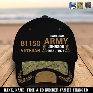 Personalized Australian Army Airforce Navy Veteran Rank Gold Custom ID, Name & Service Time Cap 3D Printed AHVQ241102