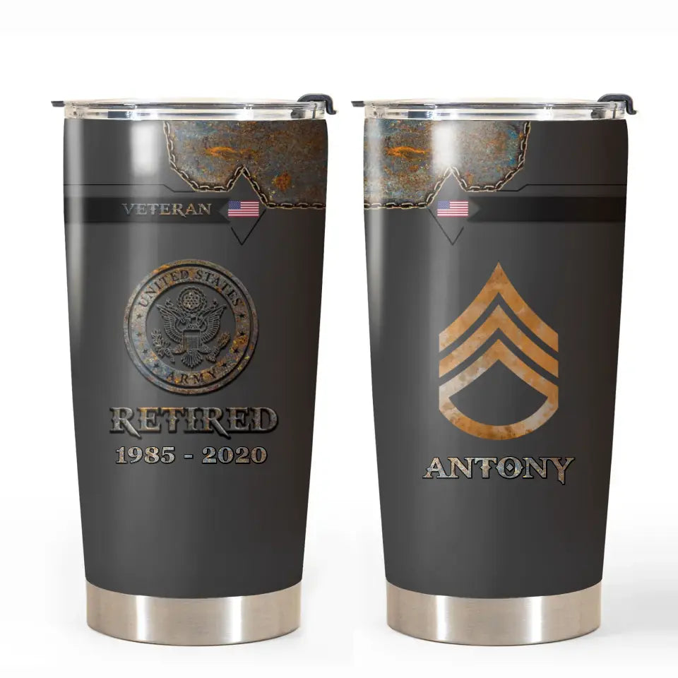 Personalized US Army Logo US Veteran Custom Name & Time Tumbler Printed QTVQ241114