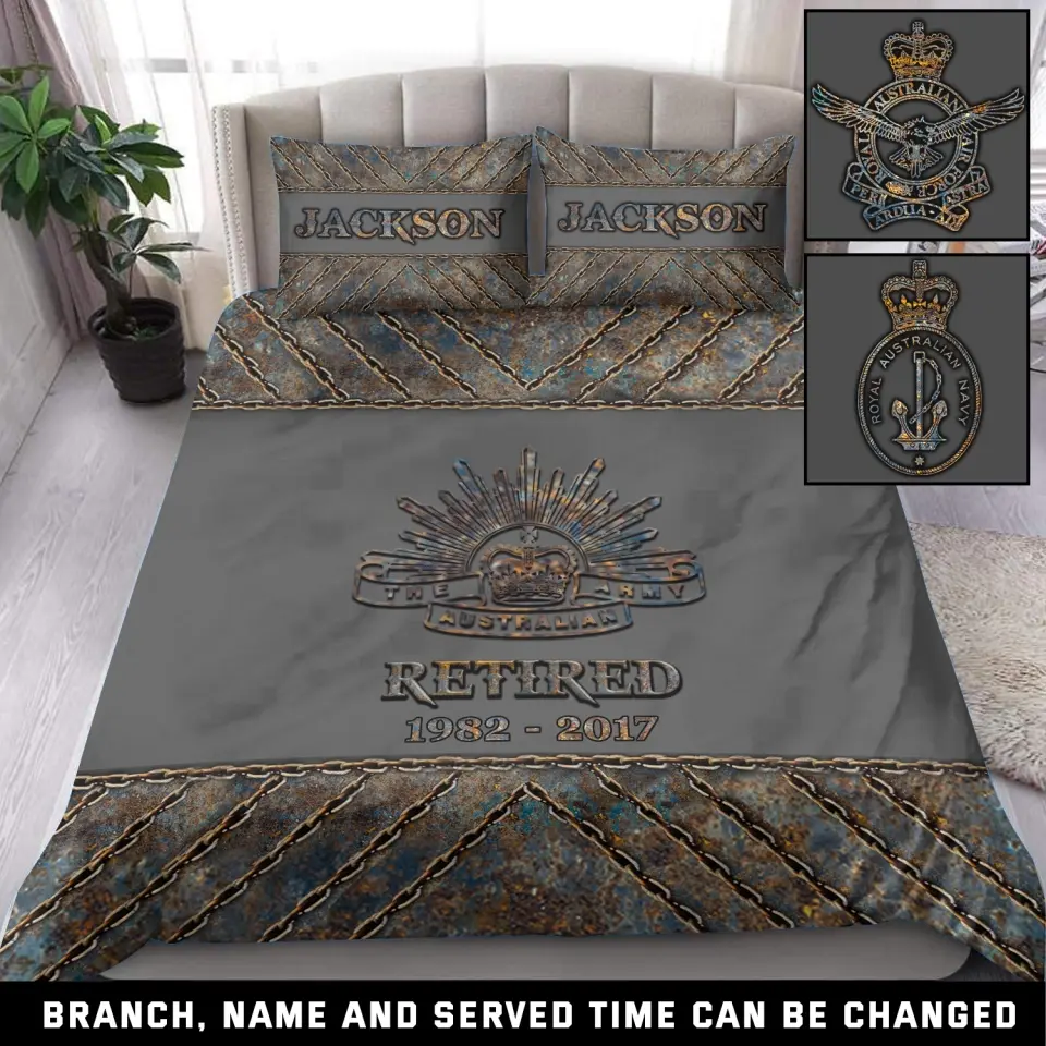 Personalized Retired Australian Veteran Australian Army Logo Custom Name & Time Bedding Set Printed KVH241094