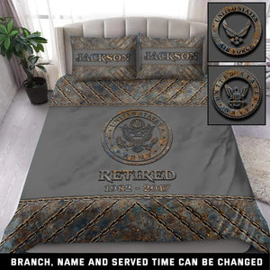 Personalized Retired US Veteran US Army Logo Custom Name & Time Bedding Set Printed KVH241094