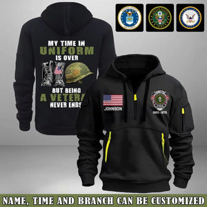 Personalized My Time In Uniform Is Over But Being A Veteran Never Ends US Veteran Quarter Zip Hoodie 2D Printed AHVA241122