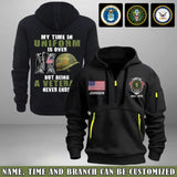 Personalized My Time In Uniform Is Over But Being A Veteran Never Ends US Veteran Quarter Zip Hoodie 2D Printed AHVA241122
