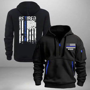 Personalized Retired US Police US Flag Custom Your ID Quarter Zip Hoodie 2D Printed KVH241127