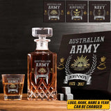 Personalized Australian Army Veteran Rank Gold Custom Name & Time Decanter Set with Glasses Printed AHVQ241109