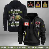 Personalized My Time In Uniform Is Over But Being A Veteran Never Ends Canadian Veteran Quarter Zip Hoodie 2D Printed AHVA241122