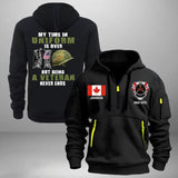 Personalized My Time In Uniform Is Over But Being A Veteran Never Ends Canadian Veteran Quarter Zip Hoodie 2D Printed AHVA241122