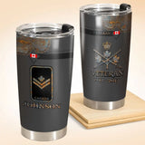 Personalized Canadian Army Logo US Veteran Custom Name & Time Tumbler Printed QTVQ241114