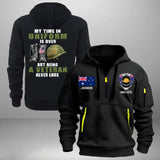 Personalized My Time In Uniform Is Over But Being A Veteran Never Ends Australian Veteran Quarter Zip Hoodie 2D Printed AHVA241122