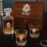 Personalized Retired US Veteran Army Logo Custom Time Decanter Set with Glasses Printed QTHN241115