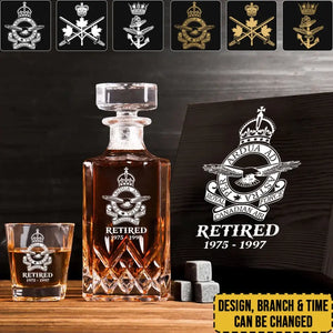 Personalized Canadian Airforce Logo Retired Canadian Veteran Custom Time Decanter Set with Glasses Printed QTHN241115