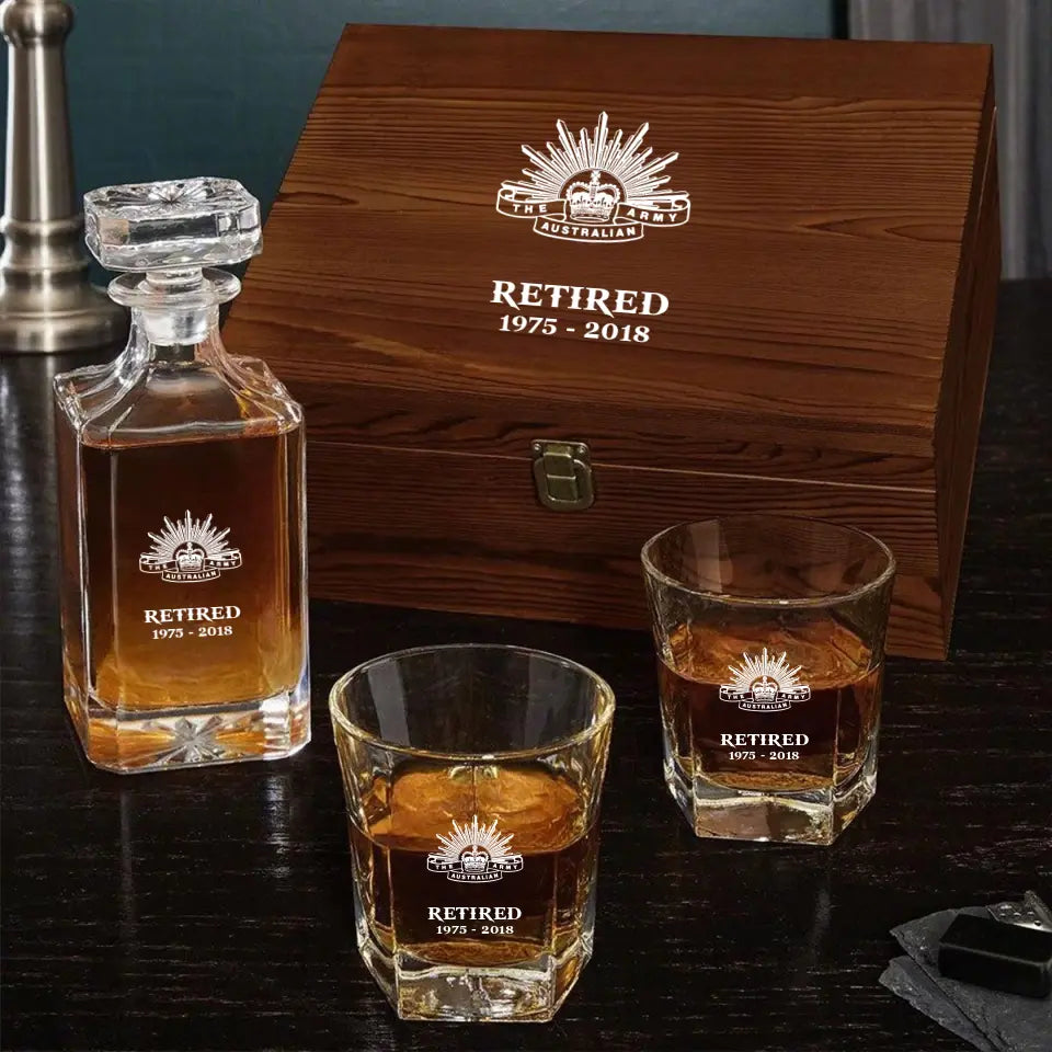 Personalized Australian Army Logo Retired Canadian Veteran Custom Time Decanter Set with Glasses Printed QTHN241115
