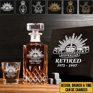 Personalized Australian Army Logo Retired Canadian Veteran Custom Time Decanter Set with Glasses Printed QTHN241115