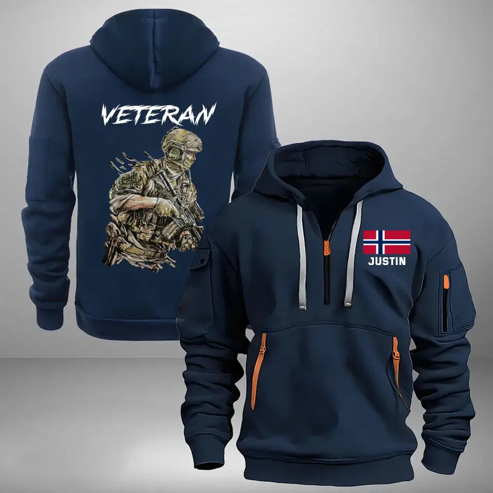 Personalized Norwegian Veteran Custom Name Quarter Zip Hoodie 2D Printed KVH241133