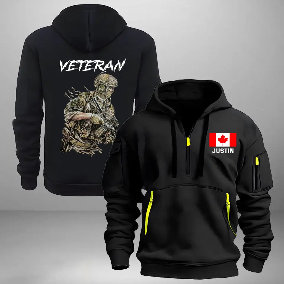 Personalized Canadian Veteran Custom Name Quarter Zip Hoodie 2D Printed KVH241133
