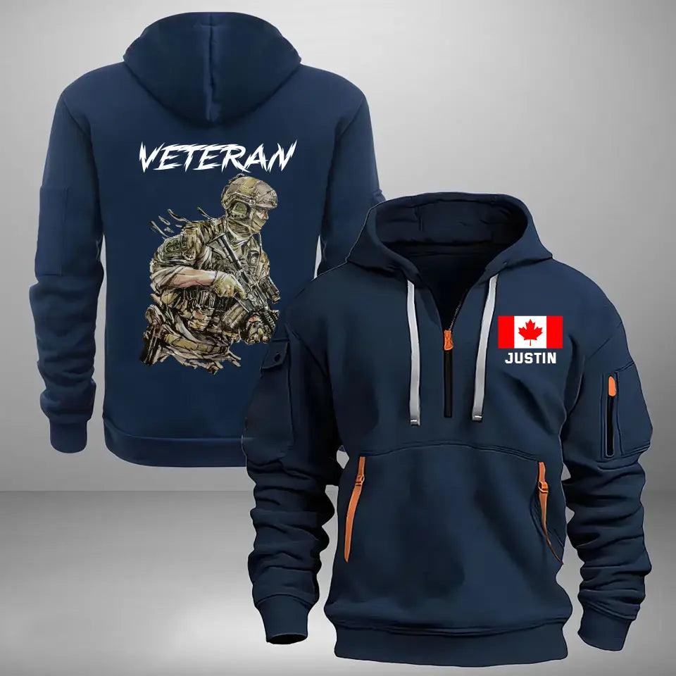 Personalized Canadian Veteran Custom Name Quarter Zip Hoodie 2D Printed KVH241133