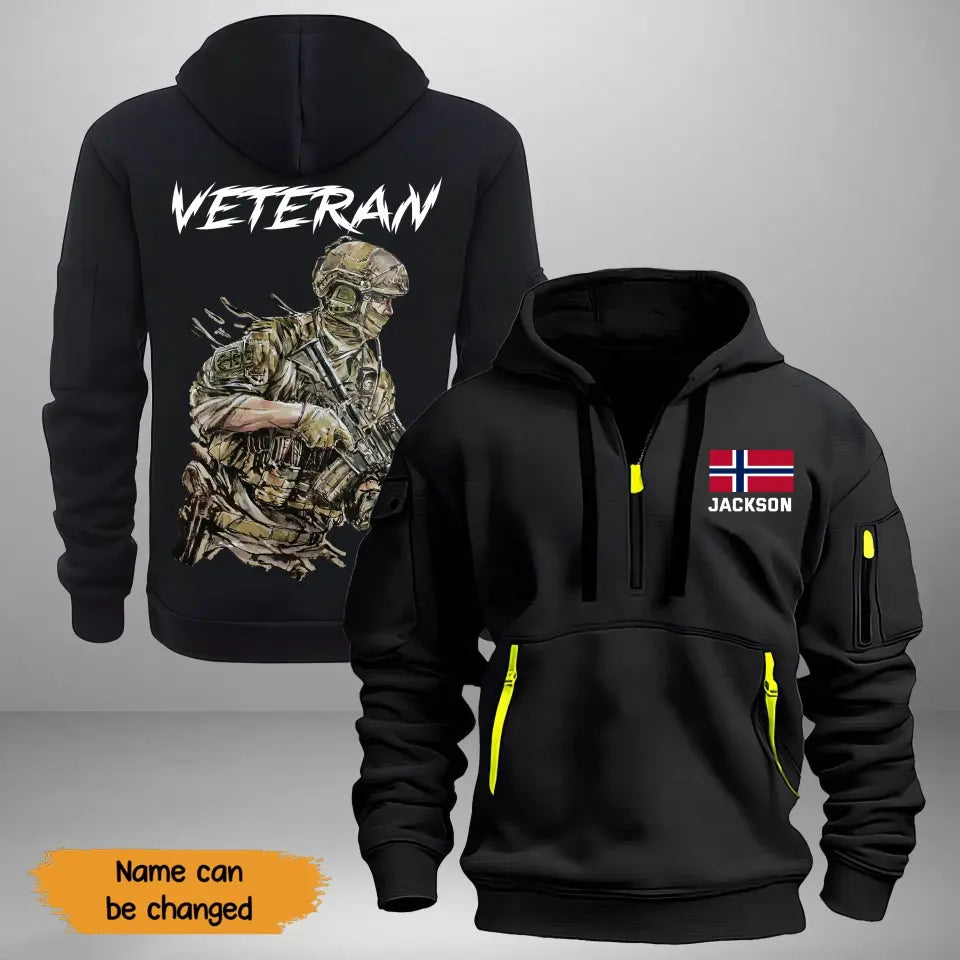 Personalized Norwegian Veteran Custom Name Quarter Zip Hoodie 2D Printed KVH241133