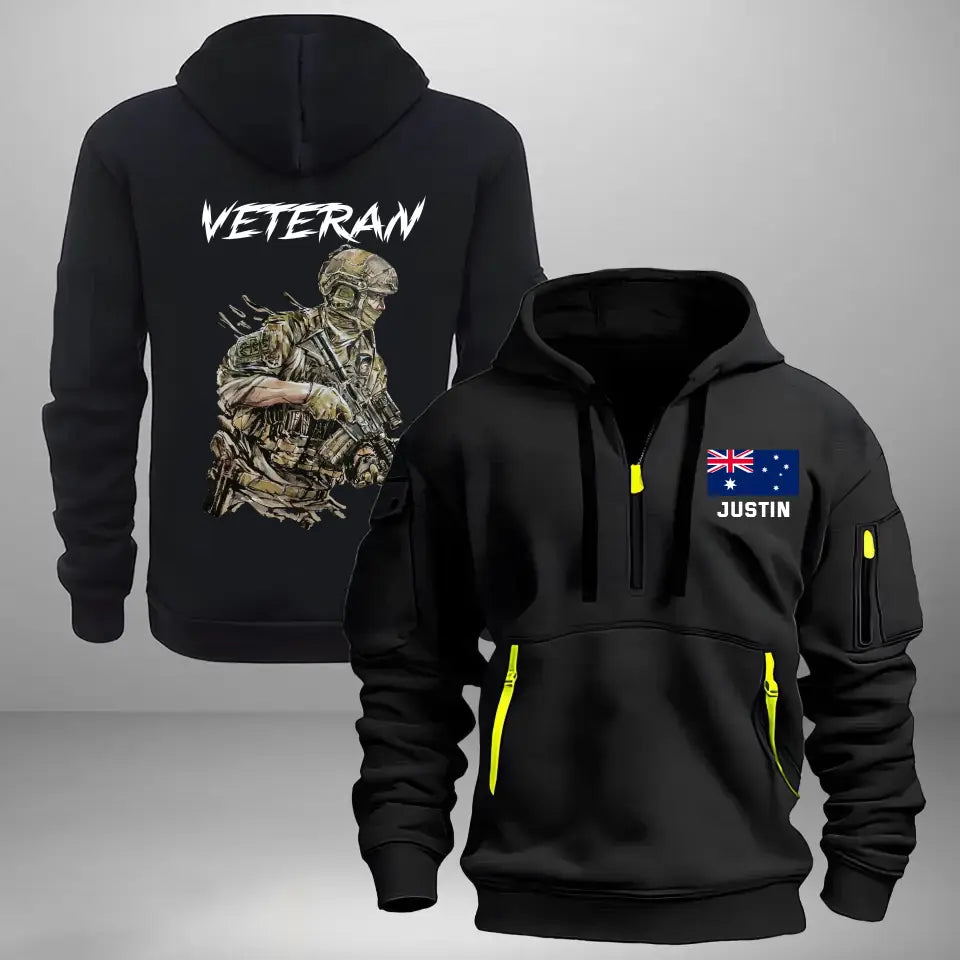 Personalized Australian Veteran Custom Name Quarter Zip Hoodie 2D Printed KVH241133